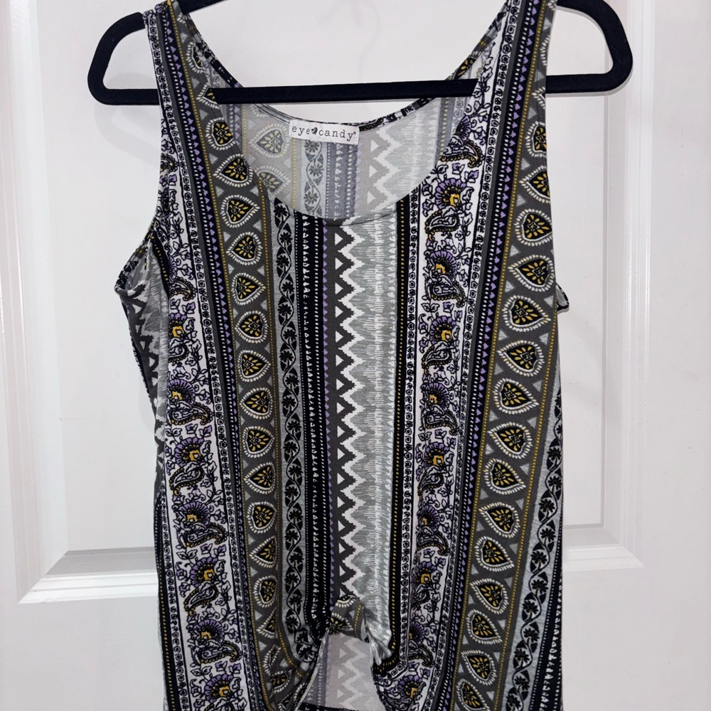 eye candy Black, White & Yellow Patterned Tank Top